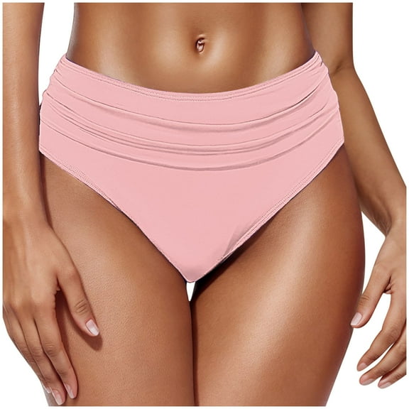 Miqool Women's High Waisted Bikini Bottoms Full Coverage Ruched Swim Bottoms Swimwear Tummy Control Swimsuit Briefs
