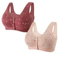 thumbnail image 1 of Pitauce 2PC Bras for Women No Underwire Front Button Shaping Push Up Bra Flower Printed Comfortable Breathable Underwear Sports Bras Everyday Bras, 1 of 2