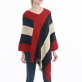 thumbnail image 1 of Summer Clearance Sale! Pitauce Cover Up for Women Patchwork V Neck Crochet Poncho Knitting Cape Asymmetric Tassel Hem Shawl Versatile Wrap Tops, 1 of 6