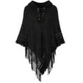 thumbnail image 1 of Summer Clearance Sale! Pitauce Cover Up for Women Solid Color Crochet Poncho Knitting Hooded Cape Asymmetric Tassel Hem Shawl Lace Up Versatile Wrap, 1 of 3