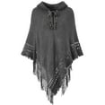 thumbnail image 1 of Summer Clearance Sale! Pitauce Cover Up for Women Solid Color Crochet Poncho Knitting Hooded Cape Asymmetric Tassel Hem Shawl Lace Up Versatile Wrap, 1 of 3