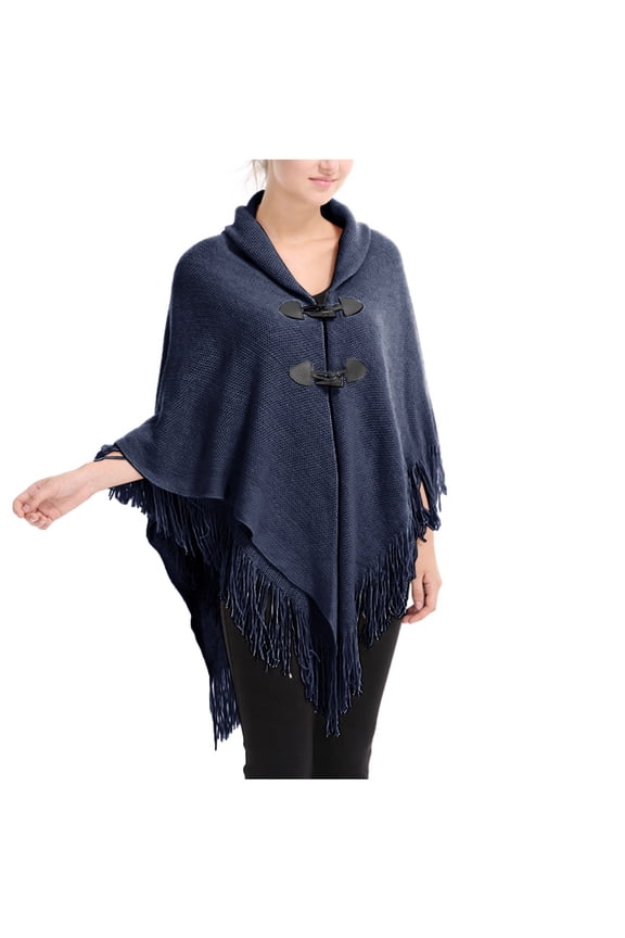 Cover Up for Women Solid Color Crochet Poncho Knitting Hooded Button Down Cape Asymmetric Tassel Hem Shawl Lace Up Versatile Wrap
