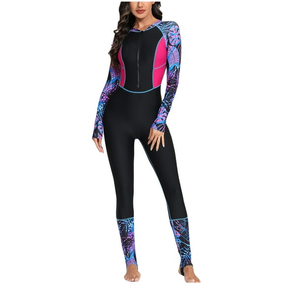 Summer Clearance Sale! TMOYZQ Wetsuit for Womens in Cold Water, Front Zip Long Sleeve Wetsuit Skin Protection Diving Suit for Aerobics Diving Surfing Swimming