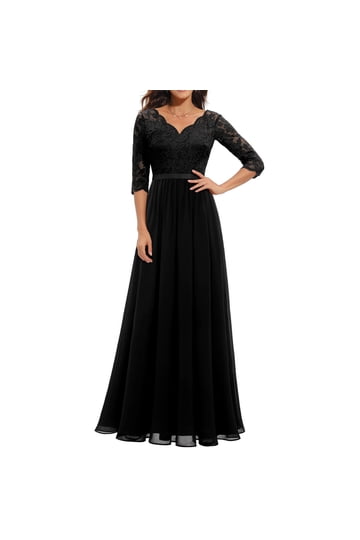 black flowy sleeve dress Princess Style Black Lace Midi Dress - All Dresses main image 1