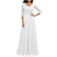 thumbnail image 1 of TMOYZQ Women's Elegant Floral Lace 3/4 Sleeve Wedding Guest Maxi Dress V Neck A-Line Formal Evening Party Dresses Bridesmaid Dress Prom Gowns, 1 of 8