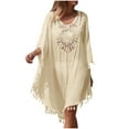 thumbnail image 1 of Summer Clearance Sale! TMOYZQ Women's Tassel Trim Crochet Swimsuit Cover Up Hollow Out Oversized Beach Cover Ups Loose Kaftan Dresses Swimwear Bathing Suit Cover Ups, 1 of 6