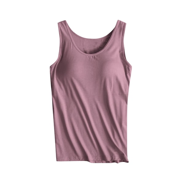 Summer Clearance Sale! TMOYZQ Womens Camisoles Tops with Built in Padded Bra Basic Breathable Soft Stretch Yoga Tank Tops Sleeveless Undershirt Base Layer Underwear
