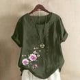 thumbnail image 1 of Summer Clearance Sales kttectoa Casual Plus Size Retro Flowy Blouses Womens Clothes Floral Graphic T Shirts Short Sleeve Round Neck Blouse for Ladies Free Shipping Vacation, 1 of 3