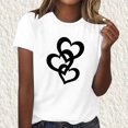 thumbnail image 1 of Summer Clearance Sales kttectoa Classic Fit Casual T Shirt Basic Tops Womens T Shirts Heart Print Tops Short Sleeve Crewneck T Shirts for Womens Get It Today Street, 1 of 4