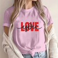 thumbnail image 1 of Summer Clearance Sales kttectoa Loose Fit Pleated Tunic Tops Valentines Day Blouses for Women Dressy Casual LOVE YOU Print Tee Tops Crewneck Short Sleeve Tee Tops for Womens Trendy Club, 1 of 4
