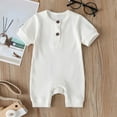 thumbnail image 1 of Summer Clearance Sales kttectoa Summer Outfits for Girl Toddler Baby Solid Color Button Short Sleeve Round Neck Jumpsuit Rompers Onesies for Baby 0-18M Cyber_Monday Deals, 1 of 7