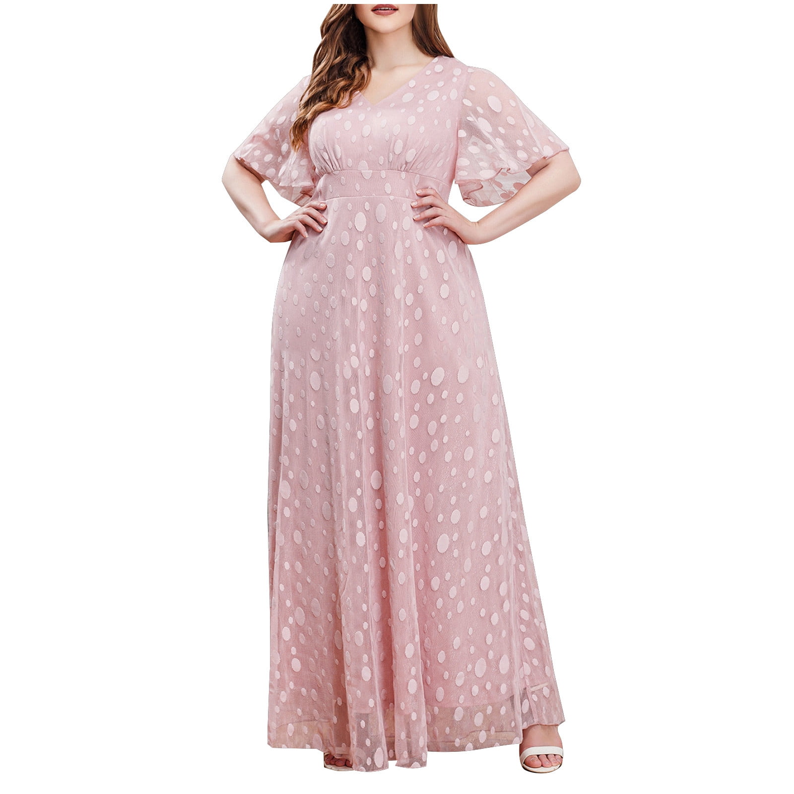 Floral Maxi Dress Women's Summer Maxi Dress - V-Neck Short Sleeve Floral  Printed Elegant Casual V-neck Long Dress