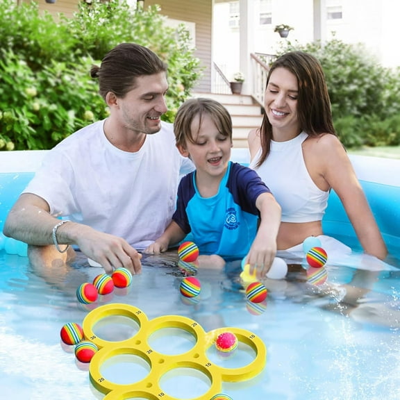 Summer Clearance Swimming Pool Toys and Games,Floating Pool Throwing Game Summer Swimming Pool/Beach Toys Accessories with 12 Colorful Tossing Balls