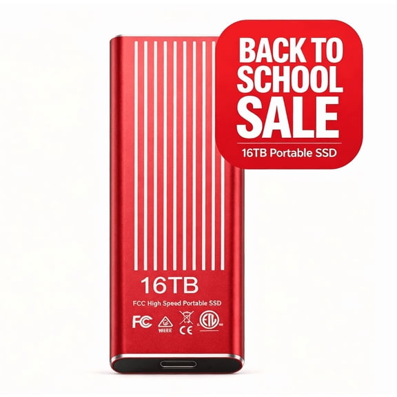 Summer Clearance Universal 16TB Large Capacity External Storage Disk, Slim Portable Data Drive, Essential tools for the start of school season