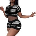 thumbnail image 1 of Women's Short Sleeve Tops Womens Lounge Sets Short Sleeve with Shorts Pullover Jogger Outfit Summer Casual Tracksuits Ndbuld Black L, 1 of 5