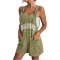 thumbnail image 1 of Summer Clearance! Women's Summer Comfortable Casual Suspender Printing Shorts Pocket Jumpsuit Shorts with Pockets 2025 Clothes, 1 of 5