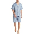 thumbnail image 1 of ZVNAΖH Mens Silk Pajamas Set, Mens Satin Silky Short Sleeve Classic Sleepwear Button Down Loungewear with Shorts, 1 of 6