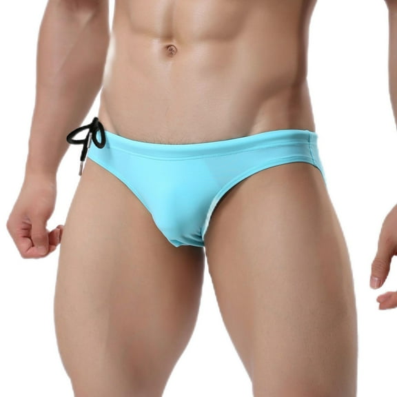 ZVNAΖH Swim Briefs for Men, Men's Sexy Bikini Solid Swimwear Shorts Low Waist Swimming Briefs with Drawstring