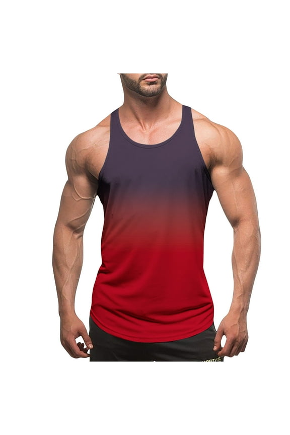 ZVNAΖH Tank Tops Men, Mens Cotton Tank Top Gradient Sleeveless Shirt for Sports Gym Fitness