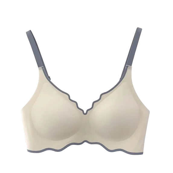 Zpanxa Bras for Women no Underwire, Plus Size Bras for Women, Solid Color Seamless Underwear without Steel Rims Detachable Chest Sagging Wave Pattern Bra