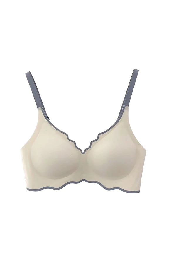 Bras for Women no Underwire, Plus Size Bras for Women, Solid Color Seamless Underwear without Steel Rims Detachable Chest Sagging Wave Pattern Bra