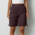 thumbnail image 1 of Summer Clearance! Zpanxa Cargo Shorts Women Fashion Solid Color High Waist Elastic Waist Pockets Shorts Purple L, 1 of 7