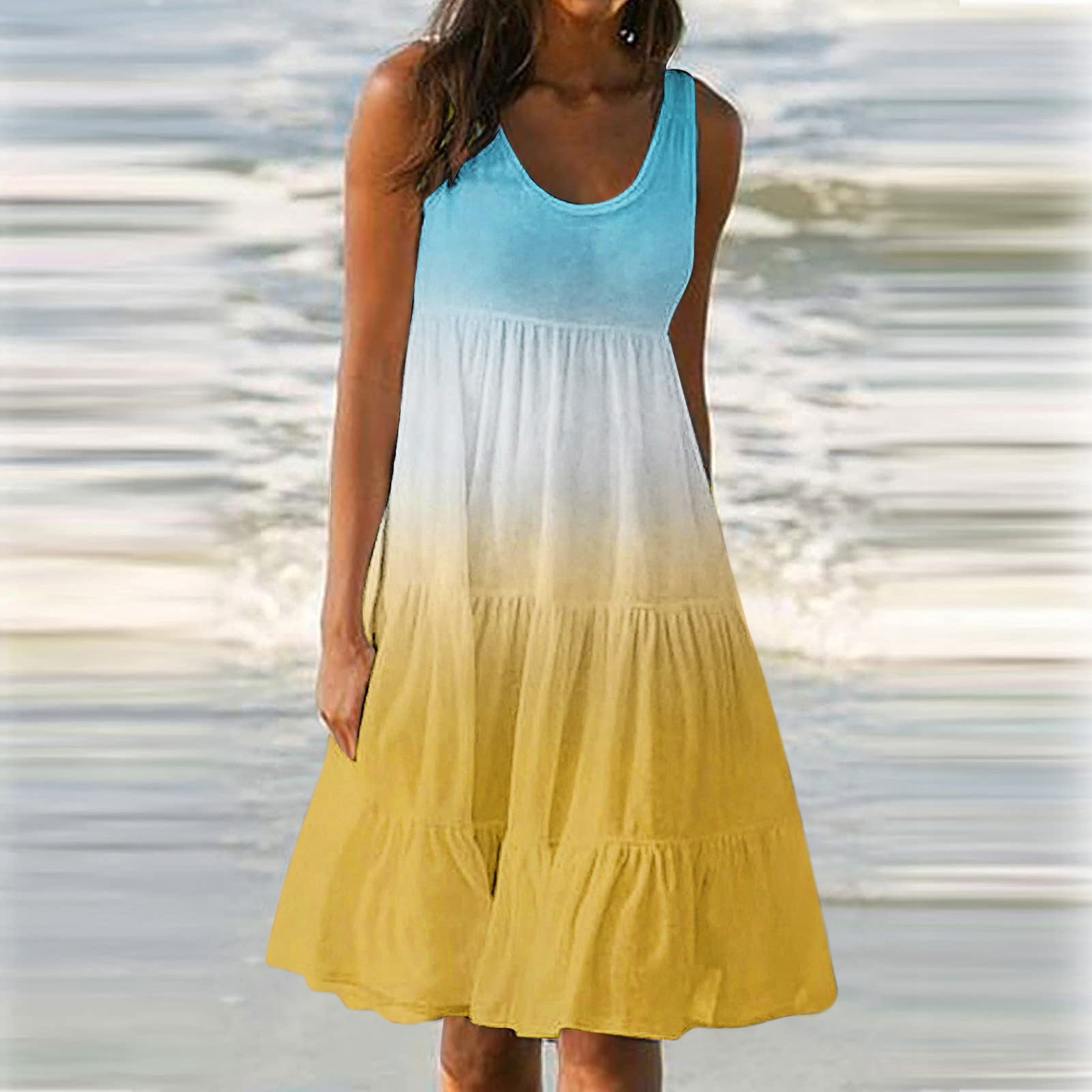 Summer Clearance! Zpanxa Womens Casual Loose Plain Maxi Sundress ...