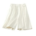 thumbnail image 1 of Zpanxa Womens Shorts Casual Solid Color Loose Leg Pants with Elastic Waist and Five Point Shorts White M, 1 of 3