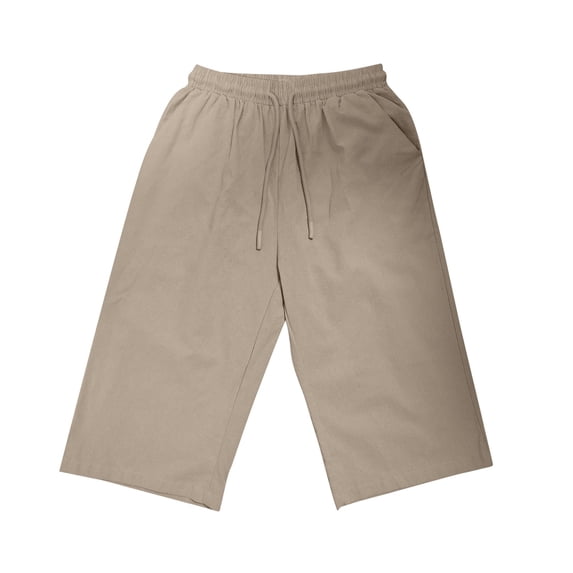 Zpanxa Womens Shorts Casual Solid Color Shorts Casual Women's Shorts Capris Khaki XXL