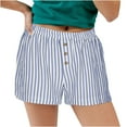 thumbnail image 1 of Zpanxa Womens Shorts Casual Summer Striped Plaid Button-up High-waisted Casual Shorts Casual Wide-leg Shorts Blue S, 1 of 6