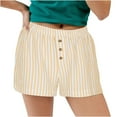 thumbnail image 1 of Zpanxa Womens Shorts Casual Summer Striped Plaid Button-up High-waisted Casual Shorts Casual Wide-leg Shorts Yellow S, 1 of 6