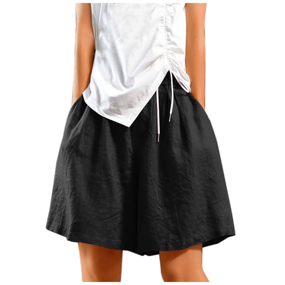 Zpanxa Womens Shorts Casual Women Ladies Pants Streetwear Elastic Pocket Frenulum Loose Jogger Short Pants Black XXL