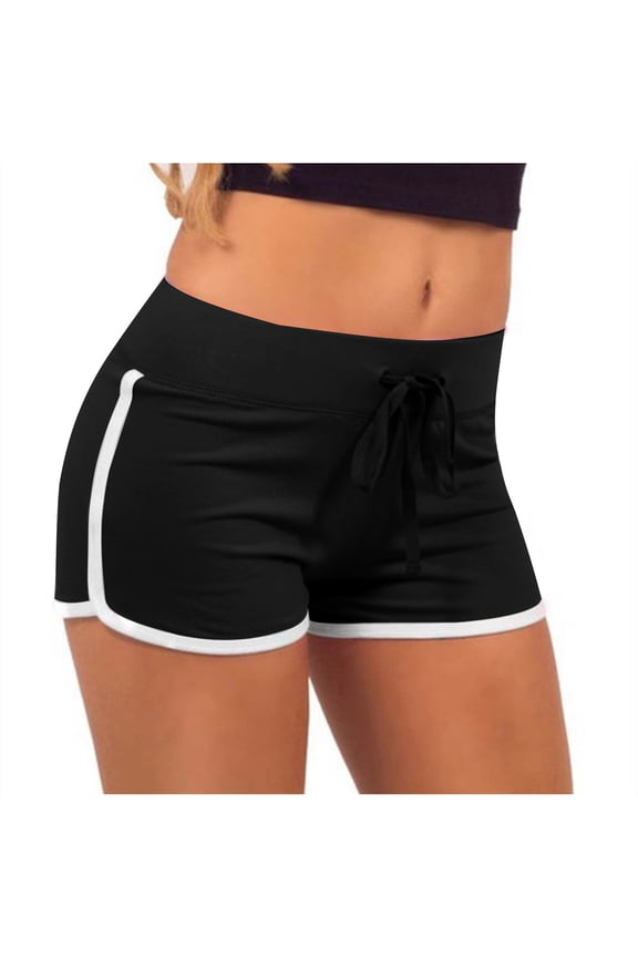 Summer Clearance! Zpanxa Womens Shorts Casual Women Yoga Shorts Pants Women Bandage Elastic Waist Casual Short Pants Black M