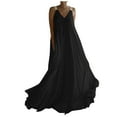thumbnail image 1 of Zpanxa Womens Summer Plus Size Dresses Solid Sleeveless V Neck Beach Sundress Long Maxi Dress Black S, 1 of 5
