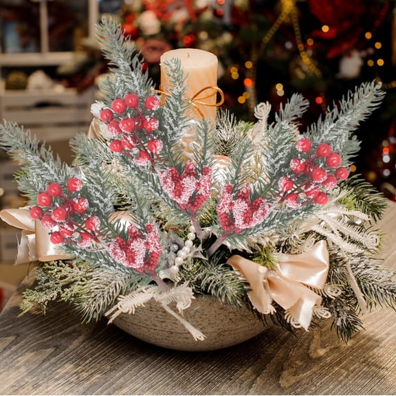 Summer karymi Red Christmas Cuttings 9.84 Inch Artificial Frosted Branches Plastic Fake Plants for Tree Wreath Floral Arrangements Birthday Gifts Summer The Big Save