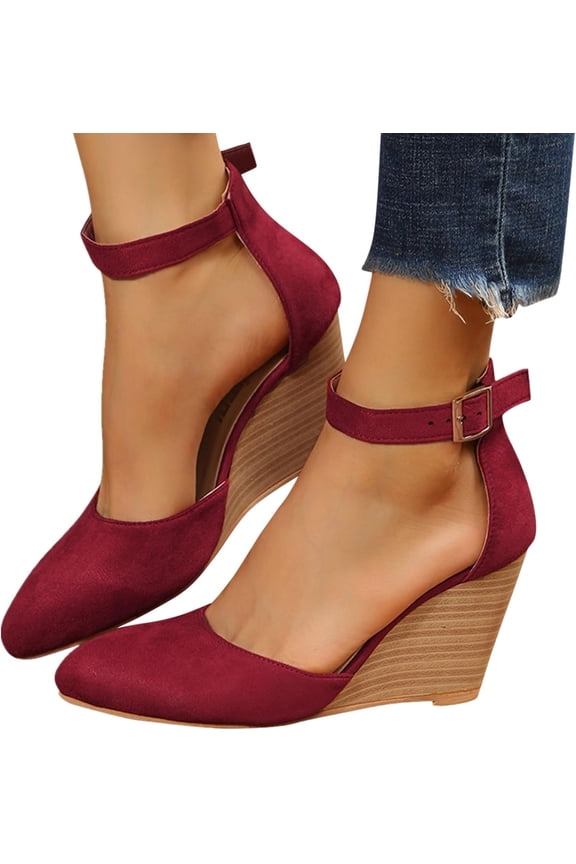 Summer Closed Toe Wedges Heels for Women's 2026 Dressy Platform Sandals Ankle Strap Heeled Espadrilles Sandals Ladies Comfortable Dress Shoes for Beach Wedding