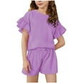 thumbnail image 1 of Summer Clothes For Toddler Girls Girls Boys T-Shirt and Short Sets Solid Color Summer 2 Piece Outfits Unisex, Ages 9 Months-13 Years, 1 of 6