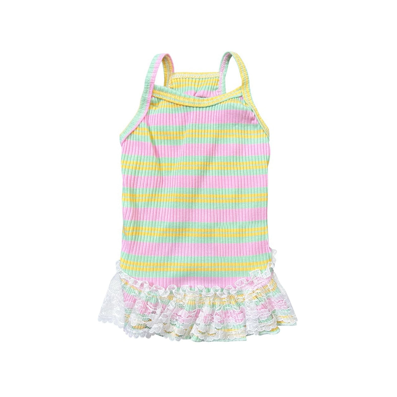 Summer Clothes Puppy Sleeveless Striped Vest T Shirt Pet Tutu Skirt Cat