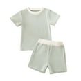 thumbnail image 1 of Summer Clothes Striped Short Sleeve Shirt Shorts Set 2PCS Outfit, 1 of 3