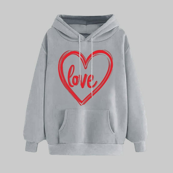 Summer Clothes Womens Fashion Tops Ndbuld Women's Print Winter Hoodie Pullover Tops Long Sleeved Comfortable Sweatshirt Rollbacks,Gray,2XL