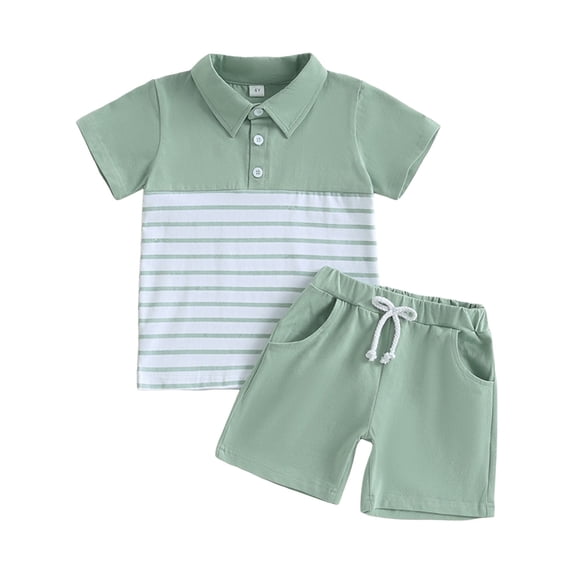 Summer Clothes for Boys Size 4-8 Years Boys Clothes 2 Piece Summer Outfit Short Sleeve Dinosaur Polo Tee Shirt Top and Casual Shorts Set