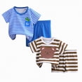 thumbnail image 1 of Summer Clothes for Boys Toddler Baby Boy Clothes Summer Outfits Solid Short Sleeve Sweatshirt and Shorts Set Zip Shirt+Shorts Sets 1-6T, 1 of 7