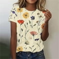 thumbnail image 1 of Cilsoka Summer Clothes for Women 2026 Vacation Cruise Petite Blue Print Blouses for Women Womens Loose Fitting T Shirts, 1 of 4