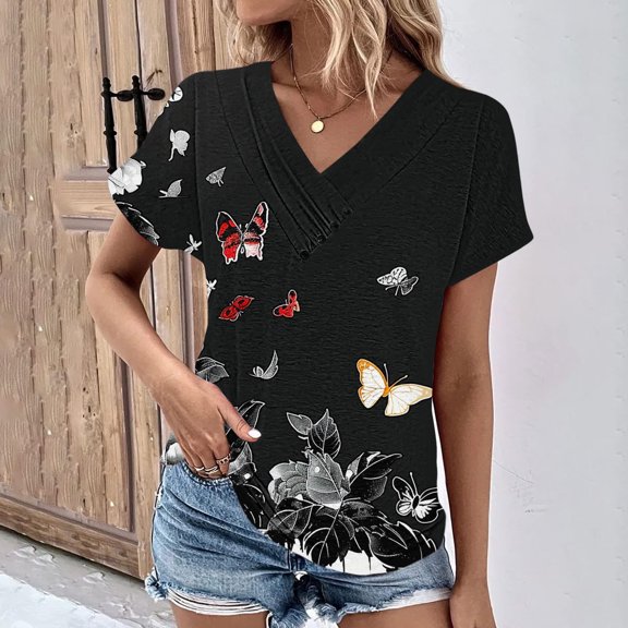 Summer Clothes for Women Over 50 2025 Vacation Women Blouses Elegant Casual Short Sleeve Tshirts Shirts Funny Graphic T-Shirt