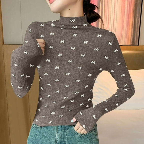 Summer Clothes for Women Women's Clothing Ndbuld Women's New Long Sleeve Round Neck Pullover Solid Color Casual Blouse Up to 35% off,Coffee,L