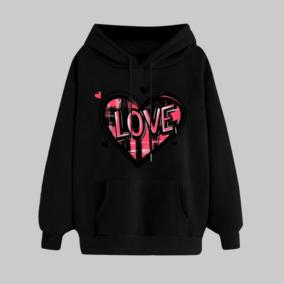 Summer Clothes for Women Women's Clothing Ndbuld Women's Print Winter Hoodie Pullover Tops Long Sleeved Comfortable Sweatshirt Rollbacks,Black,S
