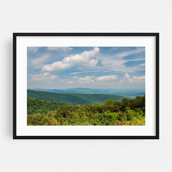 Summer Clouds over the Appalachian Mountains, Virginia - Virginia Photography Mountain Landscape Nature Scenic Wilderness Forest Summer Black Framed Wall Art Print 24 x 36 inches