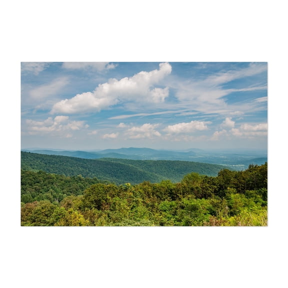 Summer Clouds over the Appalachian Mountains, Virginia - Virginia Photography Mountain Landscape Nature Scenic Wilderness Forest Summer Unframed Wall Art Print 32 x 48 inches