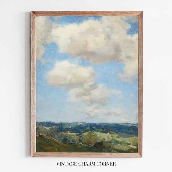Summer Clouds Hills Landscape Unframed Paper Print