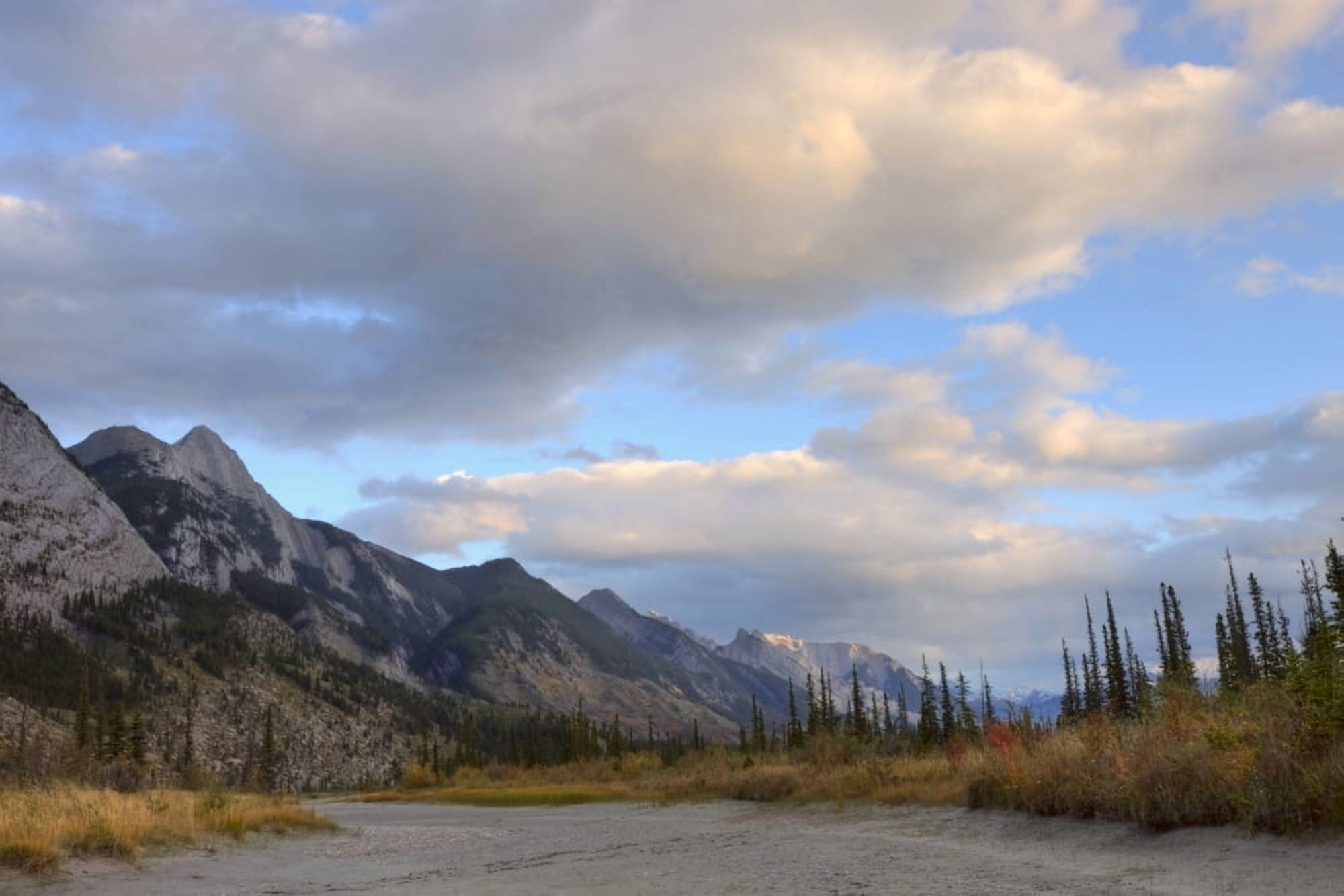 Summer Clouds Over Colin Mountain Range Jasper National Park Alberta Canvas Art - Dan Jurak Design Pics (34 x 22)